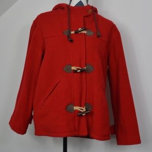 Classic Vintage Red Wool Hooded Coat